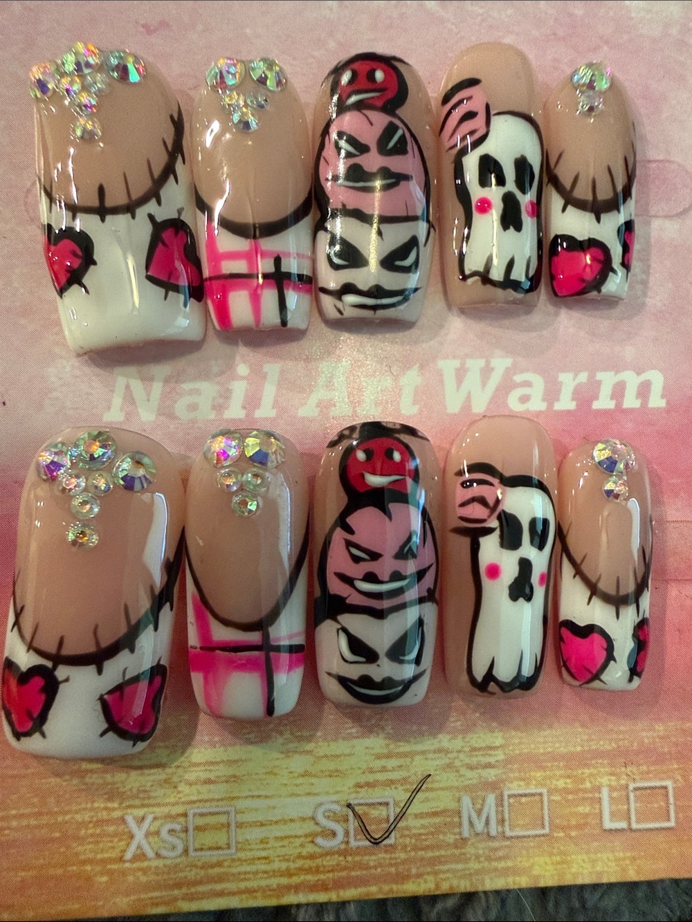 Pink & Beige Halloween Press-On Nail Set